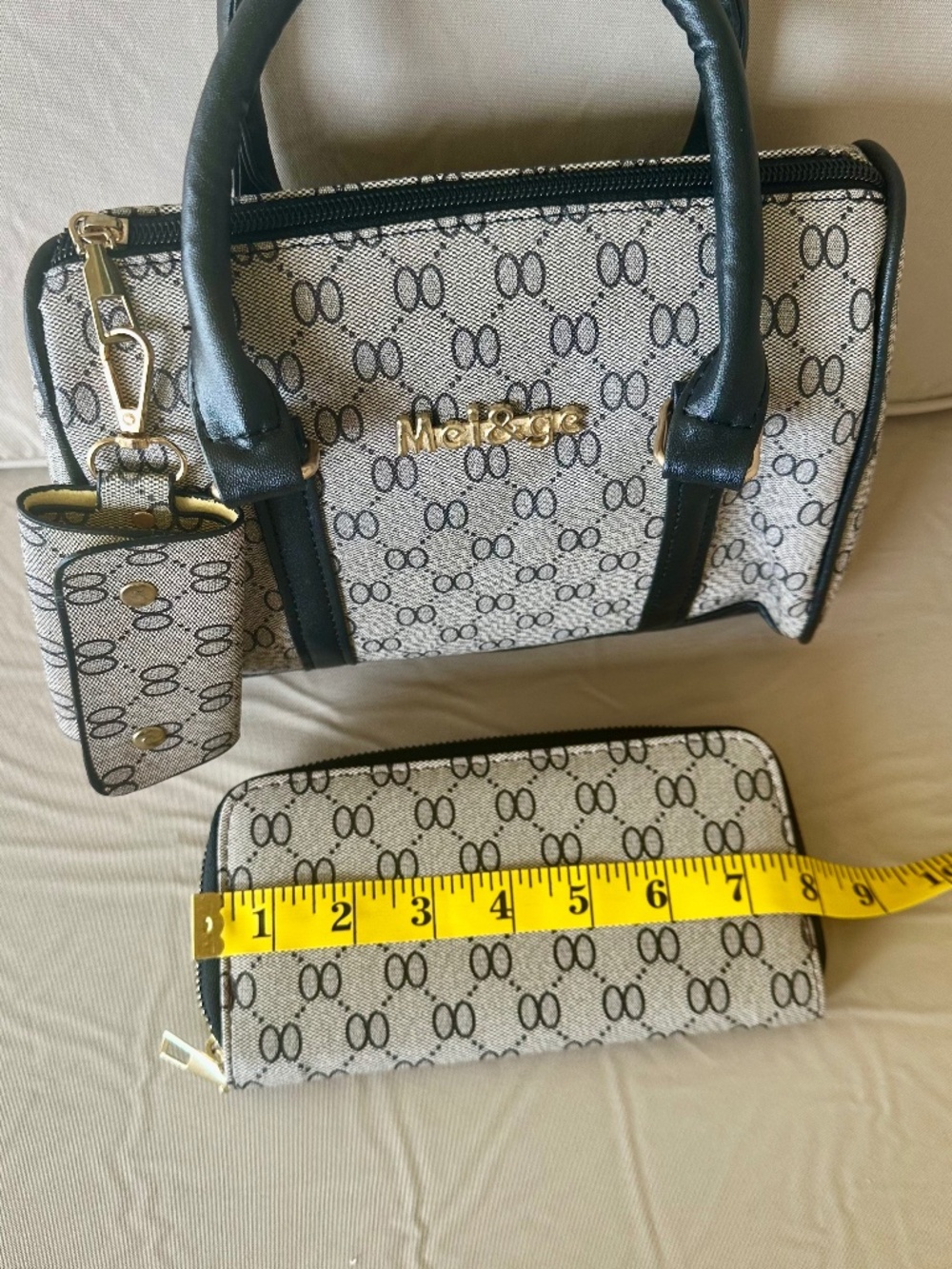 Mei & Ge (3 Piece Set) Satchel Handbag with Matching Wallet and Key Holder - Picture 7 of 14